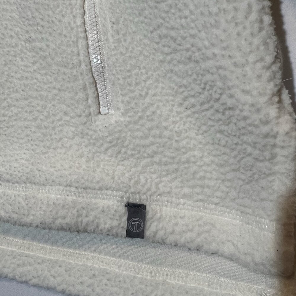 T by Talbots Women’s Fleece Pullover Size 1X Petite Ivory Half Zip Sherpa Jacket - Picture 9 of 10